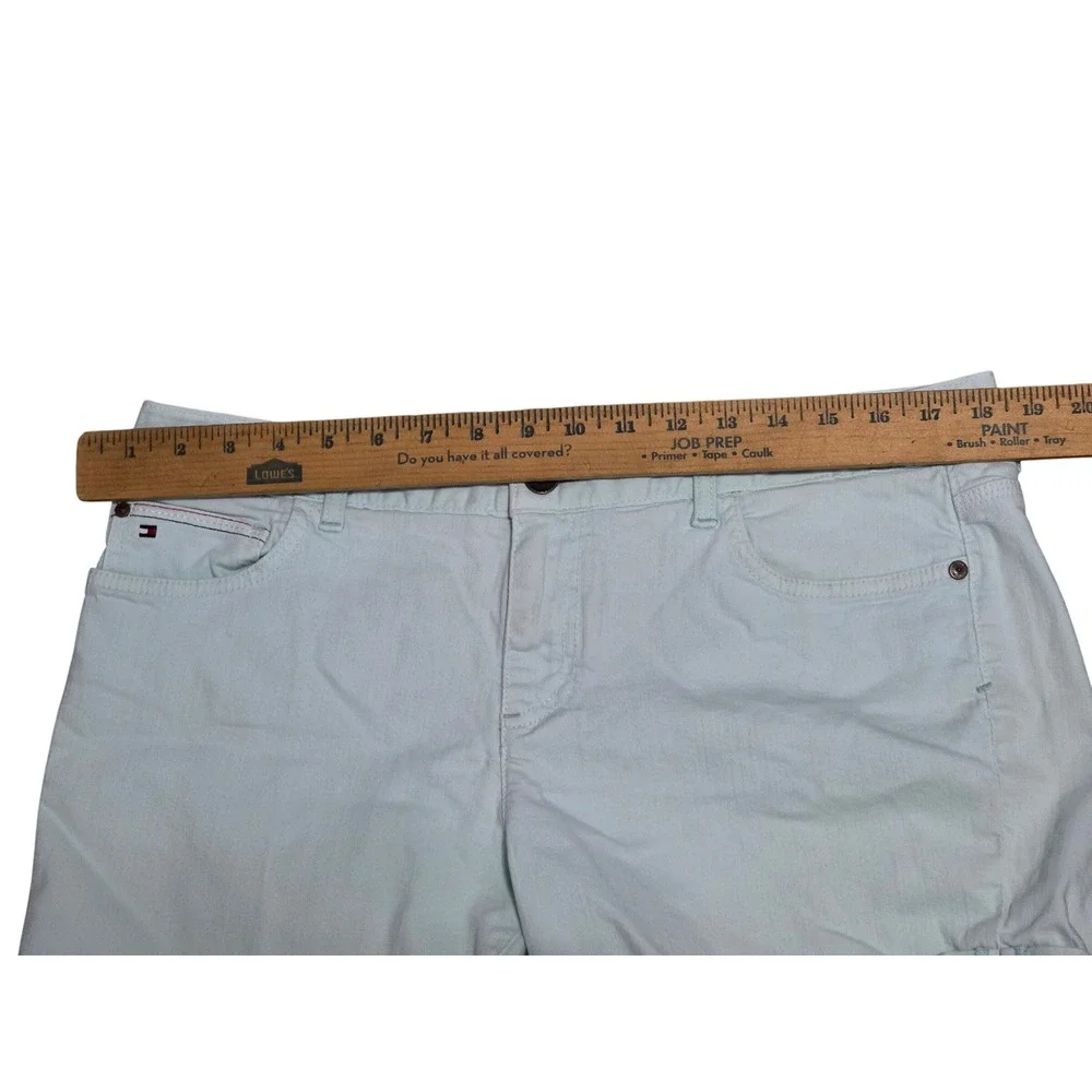 Tommy Hilfiger Womens Mint‎ Green Cuffed Denim Chino Shorts Mid Rise Size 12